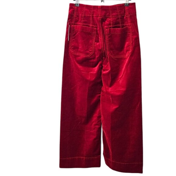 Anthropologie Maeve The Colette Crop Wide Leg Pant, Velvet, Red, Hi-Rise, 25 - Picture 2 of 9